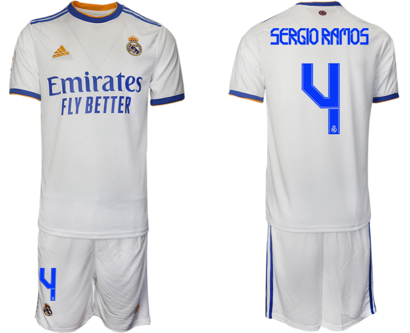 Men 2021-2022 Club Real Madrid home white #4 Soccer Jerseys->real madrid jersey->Soccer Club Jersey